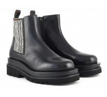 Biker boot with embroidery on the side and internal zip F08171824-0210 Offerta